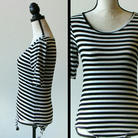 Black Striped Button Body Suit - Picture 3 of 4
